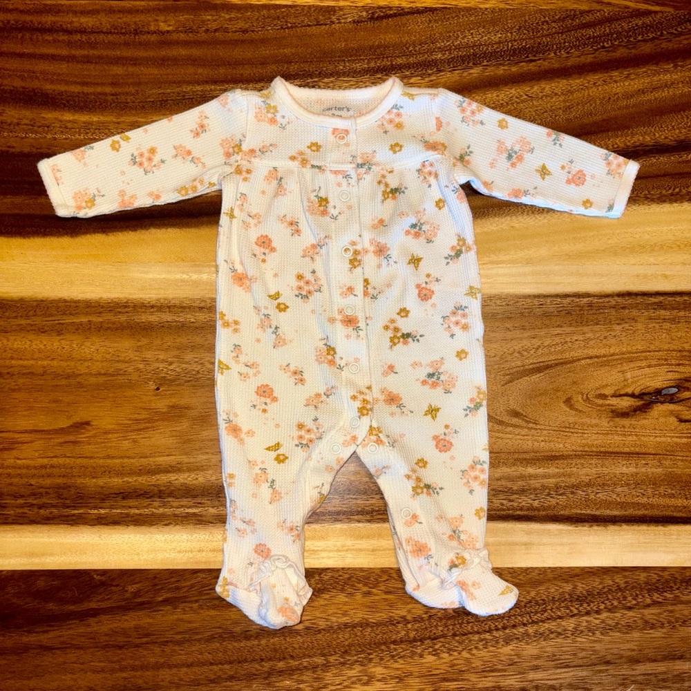 Carter's Cream and Pink Footies One Piece